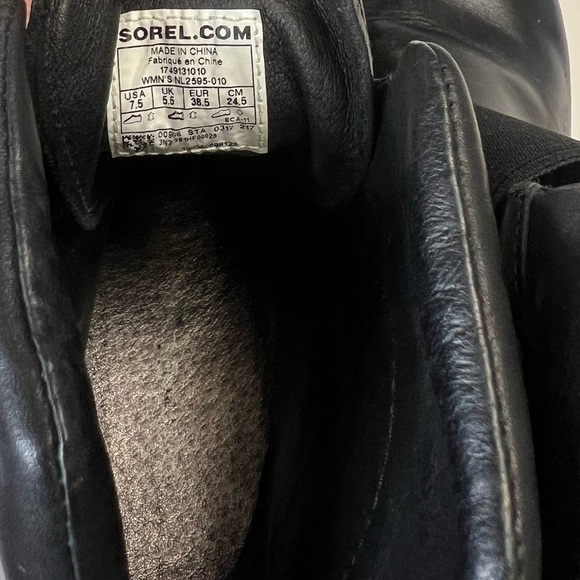 Sorel Fiona Wedge Black Leather Ankle Booties Chunky Heel Size 7.5 - Picture 7 of 7